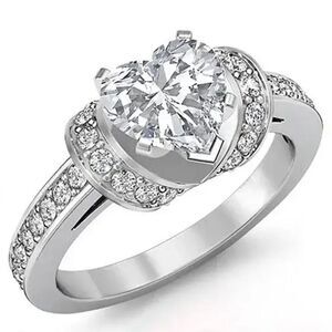 brilliant cut heart solitaire CZ FAUX DIAMOND RING band engagement wedding Sz 7